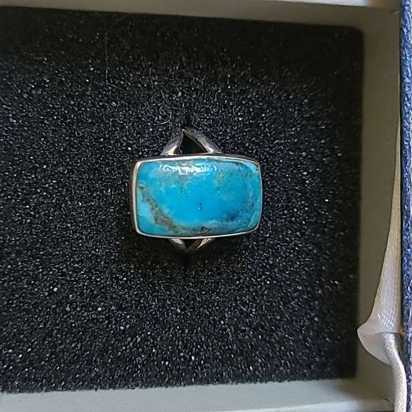 Blue Mojave Turquoise ring in Solid Sterling silver 925. Size 5.5 - Picture 2 of 6
